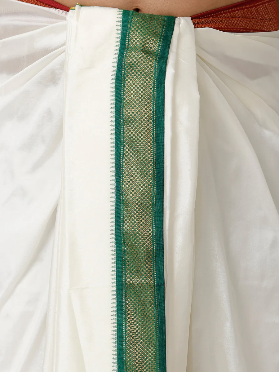 Men Pure Silk Mayilkhan Border Panchakacham & Towel Set 9+5 Thirukalyan 7K - Image 7