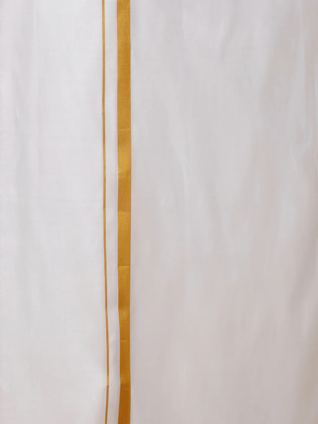 Men Pure Silk White with 1" inch Gold Jari Border Double Layer Dhoti Upasana - Image 5