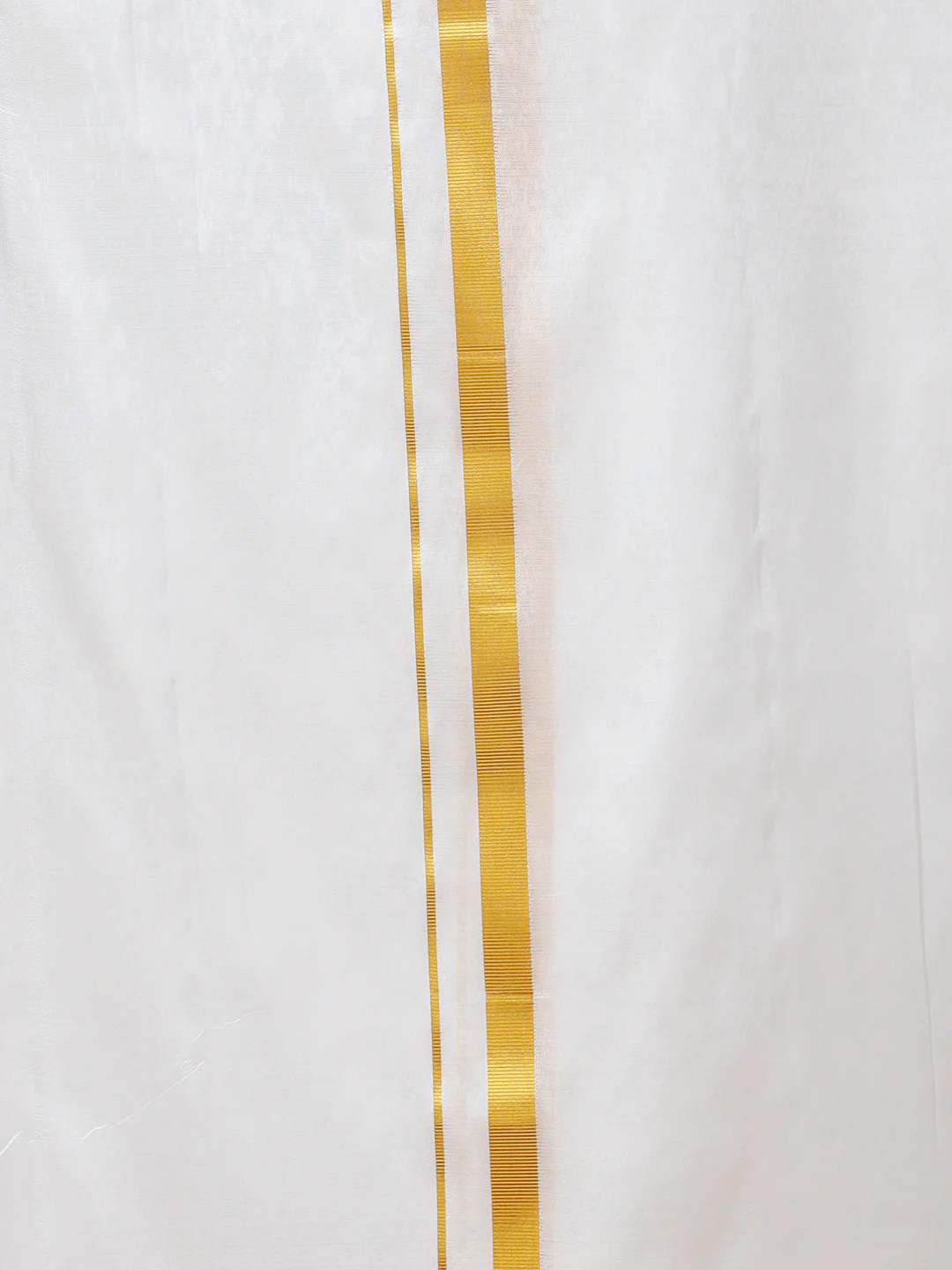 Men Pure Silk White with 3/4" inch Jari Border Dhoti & Shirting Set Purna Mithra - Image 5
