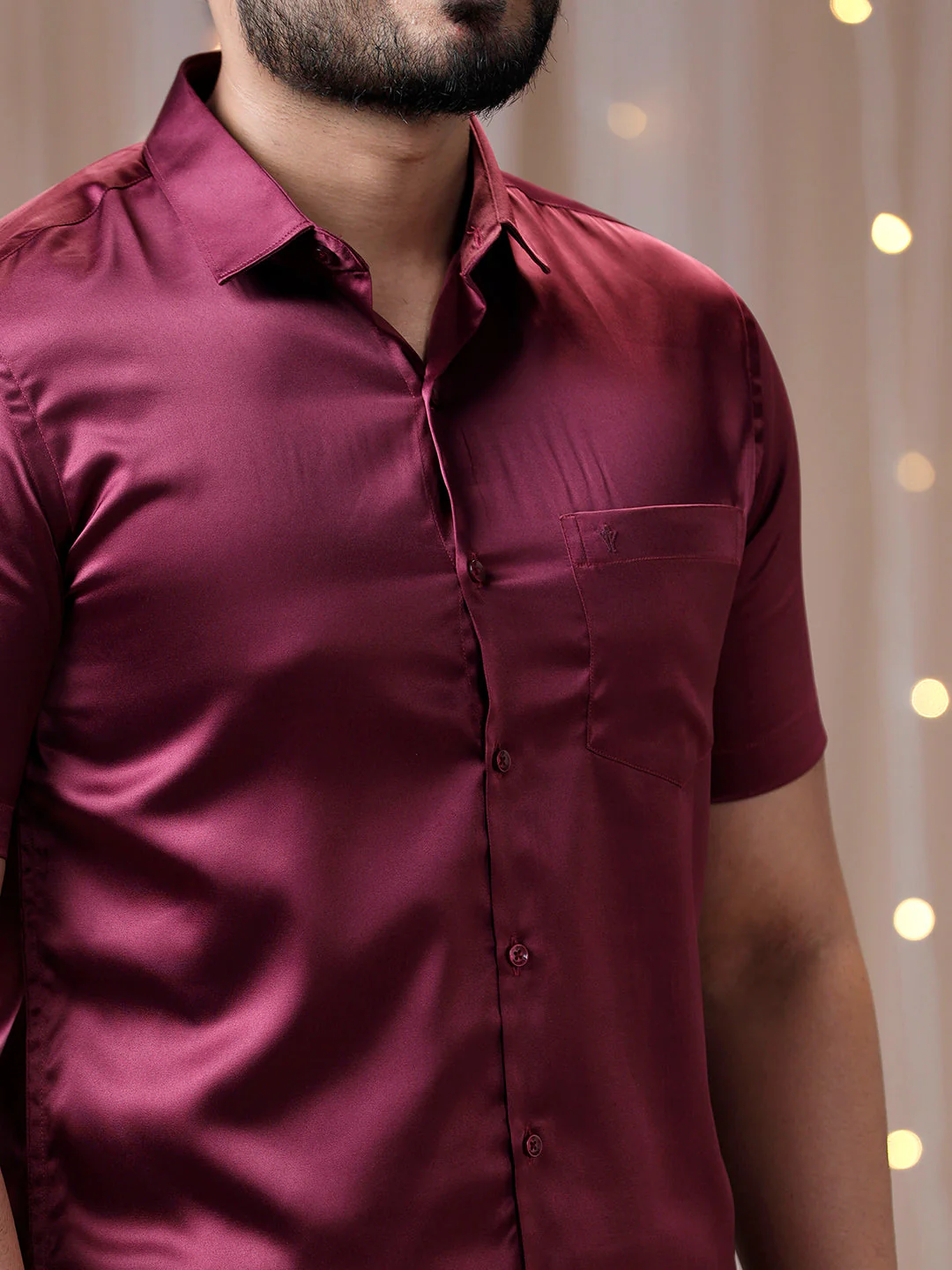 Men Purple Half Sleeves Shirt with Art Silk Double Layer Dhoti Combo PS7 - Image 4