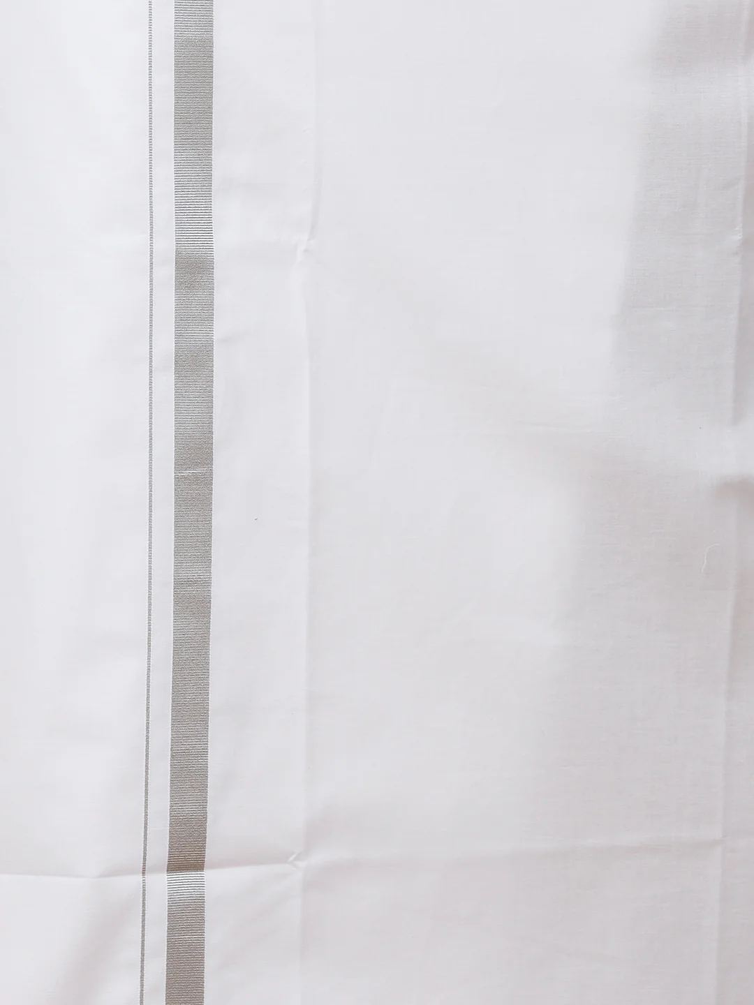 Men Readymade Adjustable White with Silver Jari Border Double Layer Dhoti 11498SIL - Image 5