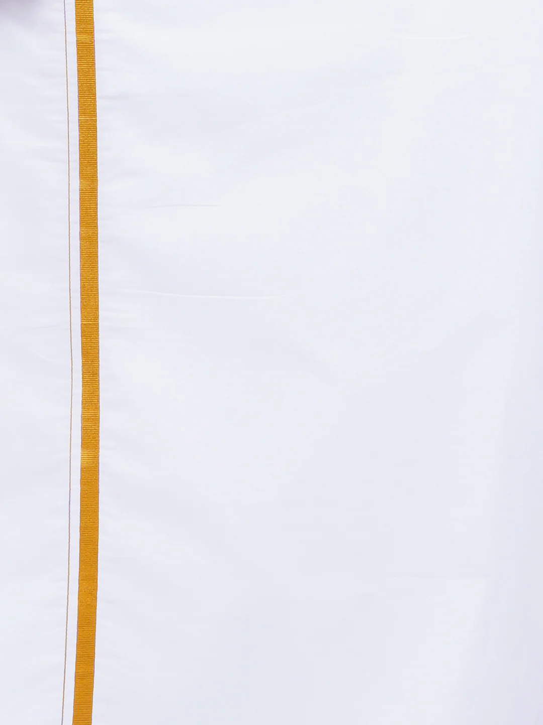 Men Red Full Sleeves Shirt with 1/2" Inch Gold Jari Border Single Layer Dhoti Combo - Image 4