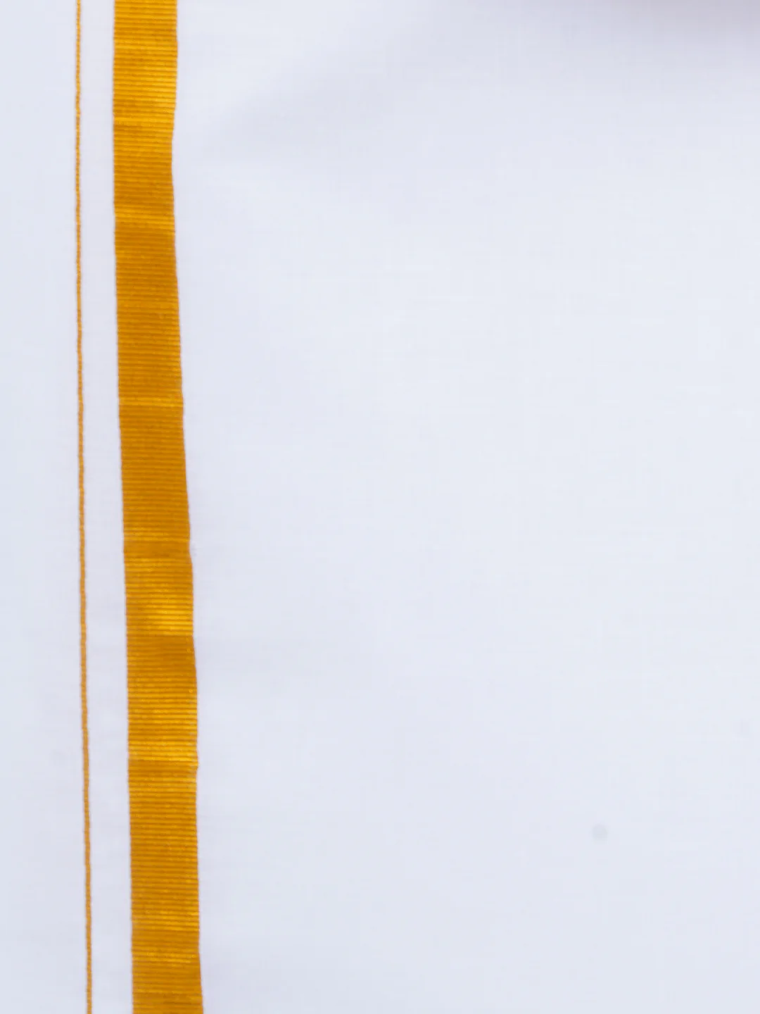 Men Red Full Sleeves Shirt with 3/4" Inch Gold Jari Border Single Layer Dhoti Combo - Image 5