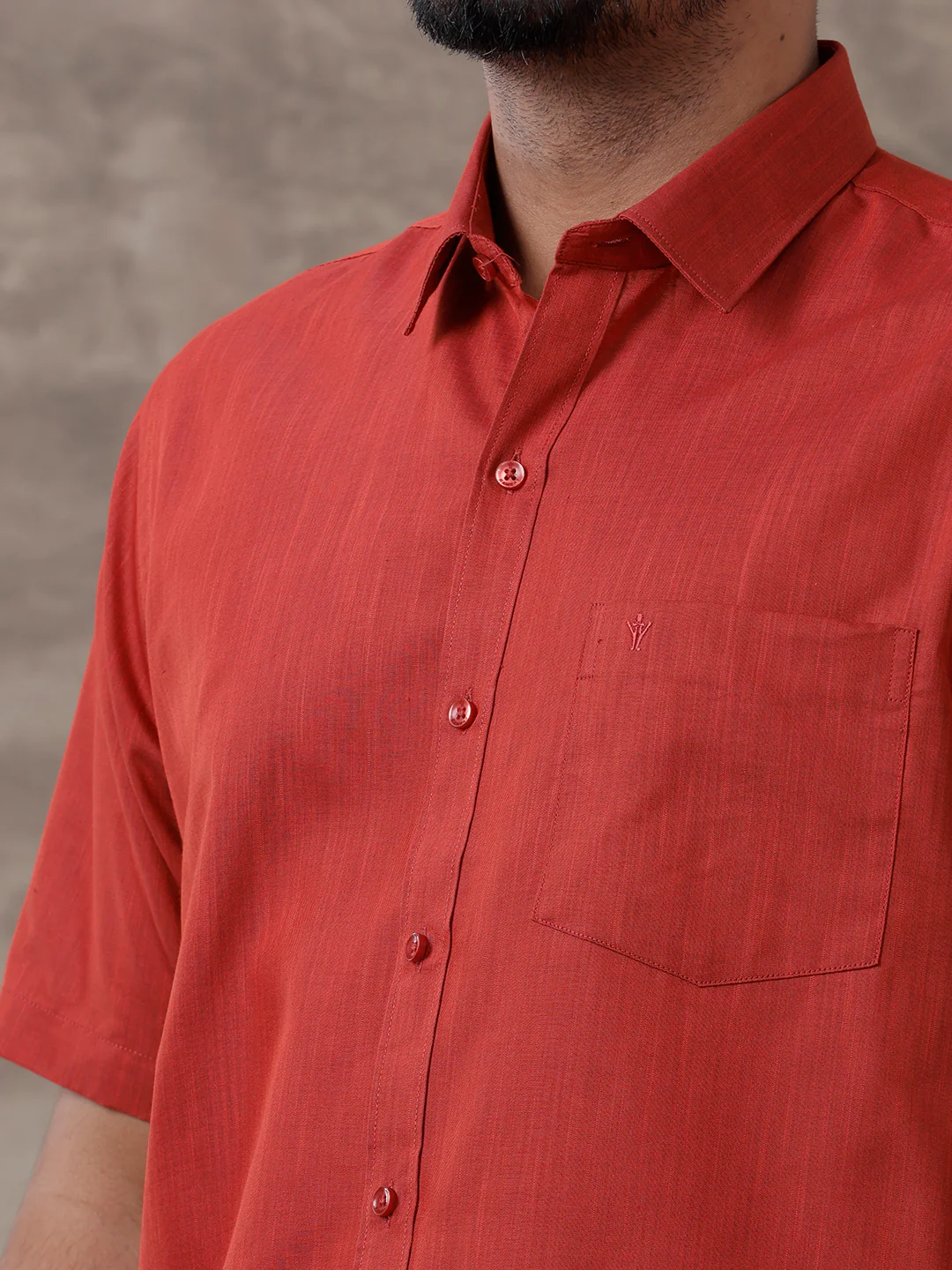 Men Red Matching Border Dhoti & Half Sleeves Shirt Set Evolution IC5 - Image 4