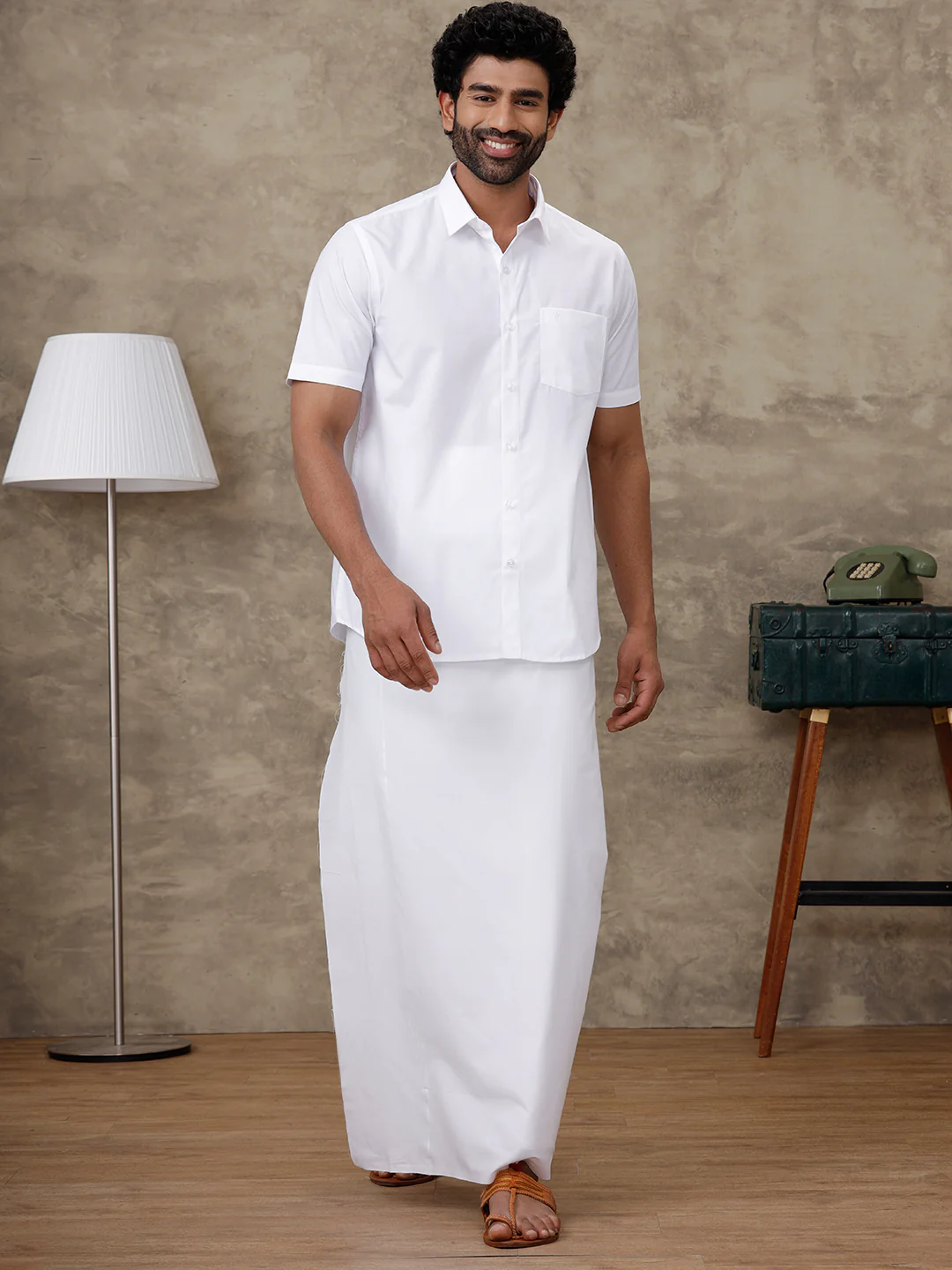 Men Rubio White Shirt with Paramas Dhoti Combo - Image 6