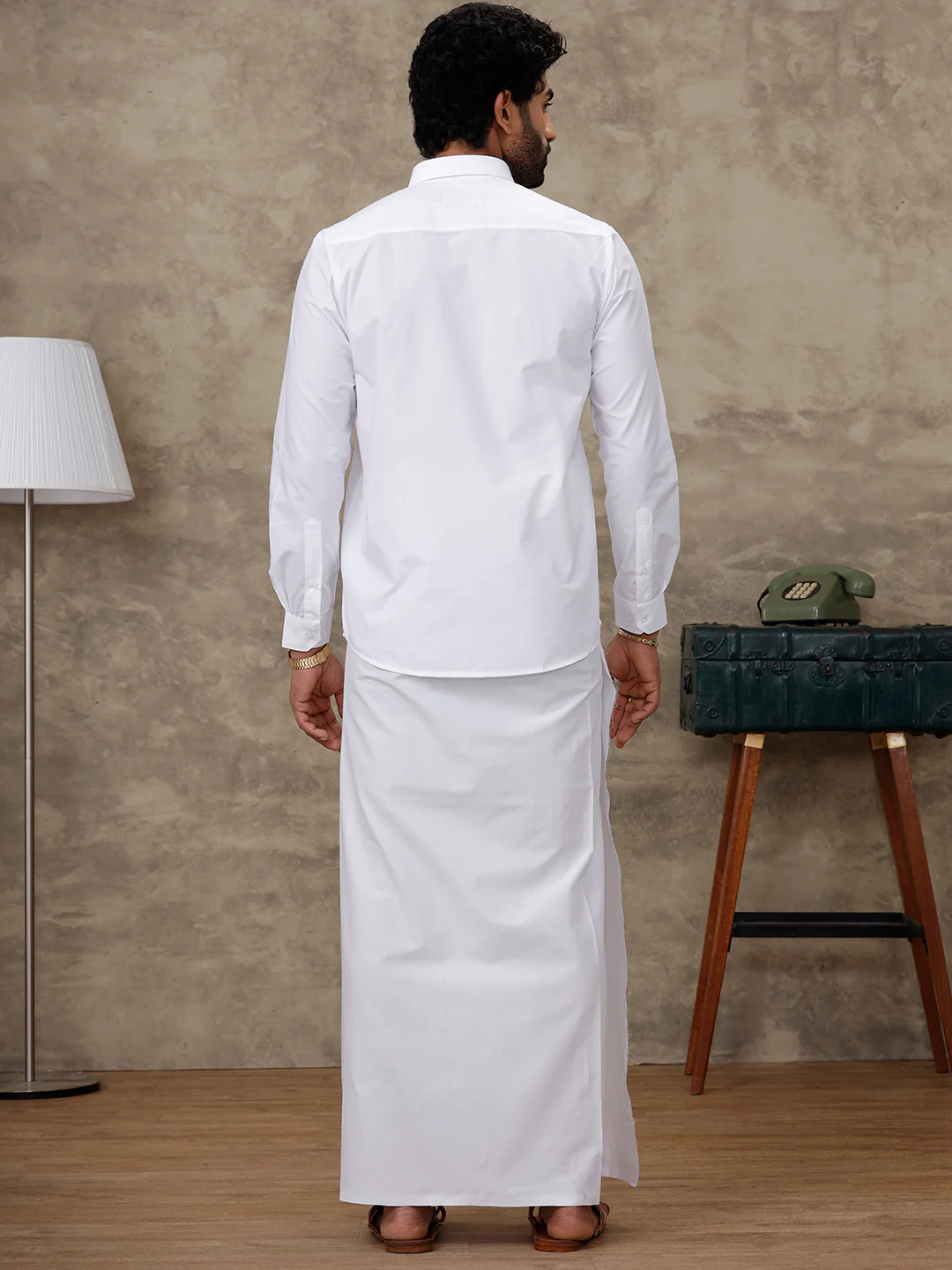 Men Rubio White Shirt with Paramas Dhoti Combo - Image 7