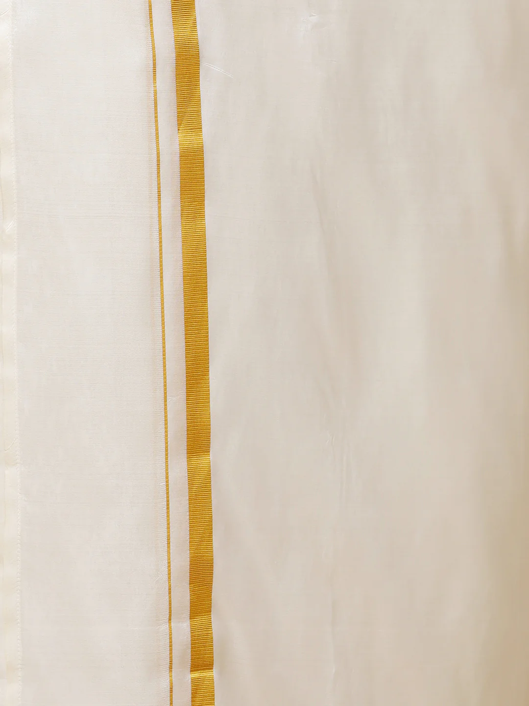 Men Silk Cream with 1/2" inch Gold Jari Border Dhoti & Shirting Suba Hamsa - Image 5