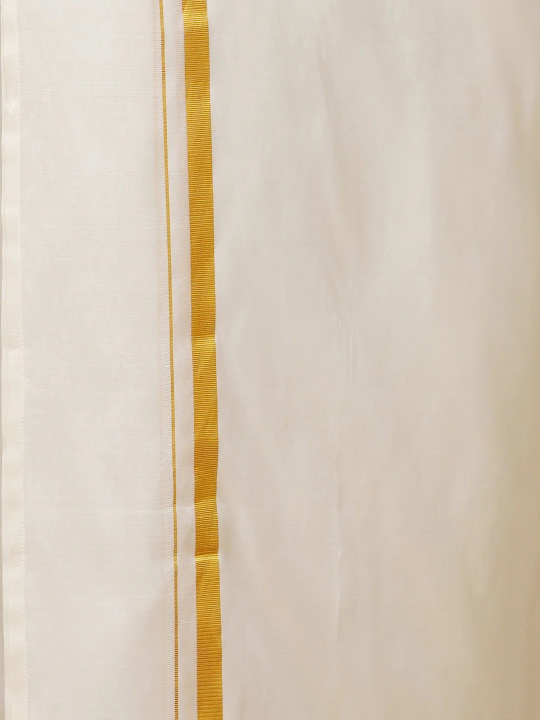 Men Silk Cream with 3/4" inch Gold Jari Border Dhoti & Shirting Suba Hamsa - Image 6