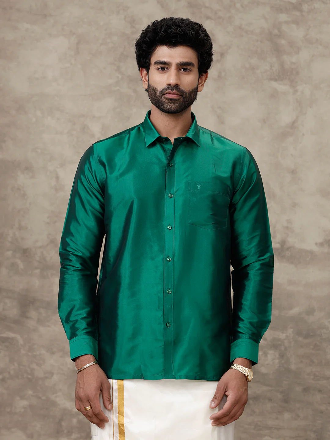 Men Silk Feel Dark Green Colour Shirt SFC06 - Image 6