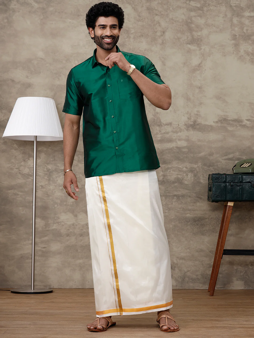 Men Silk Feel Dark Green Colour Shirt SFC06 - Image 8