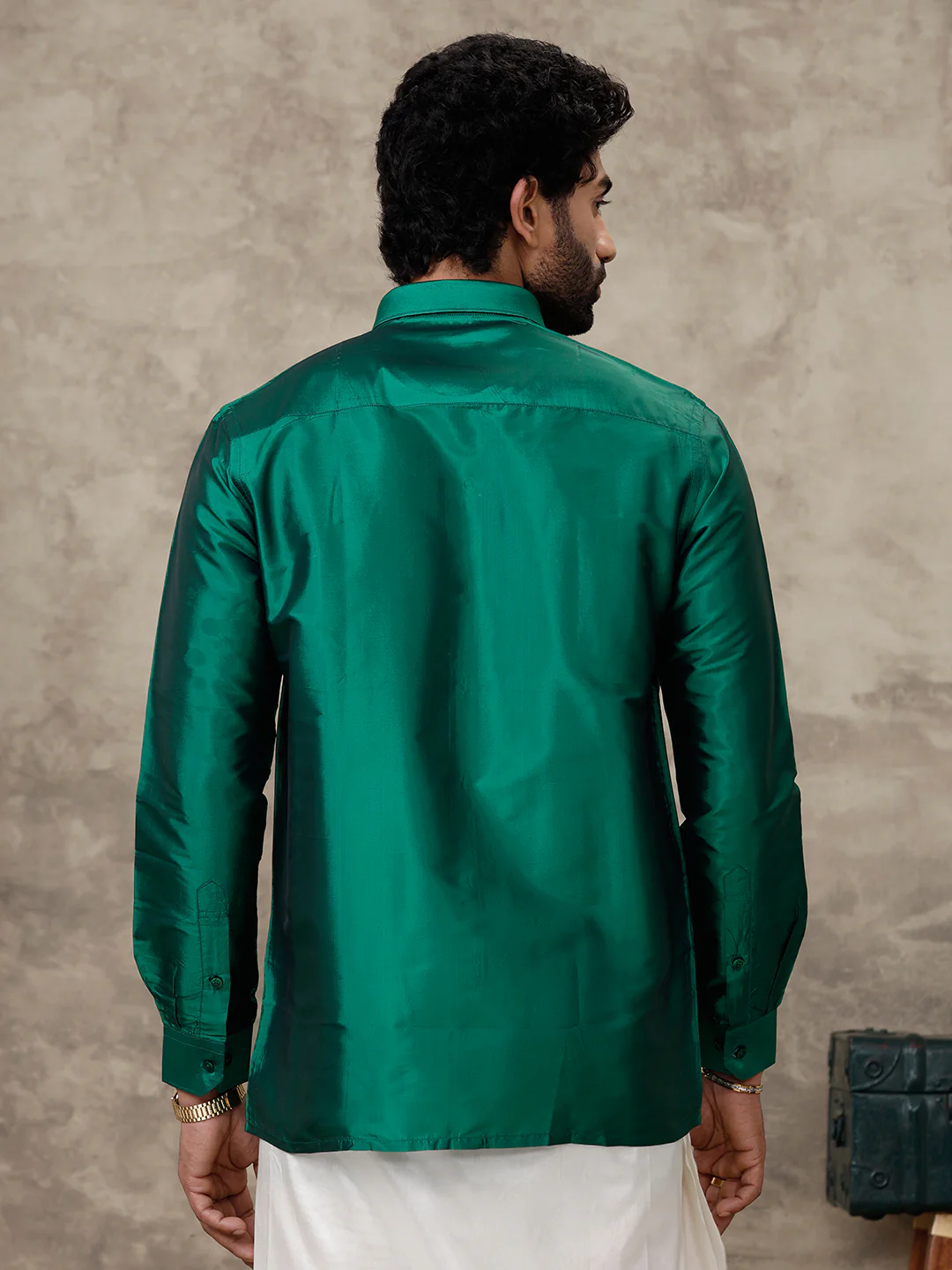 Men Silk Feel Dark Green Colour Shirt SFC06 - Image 9