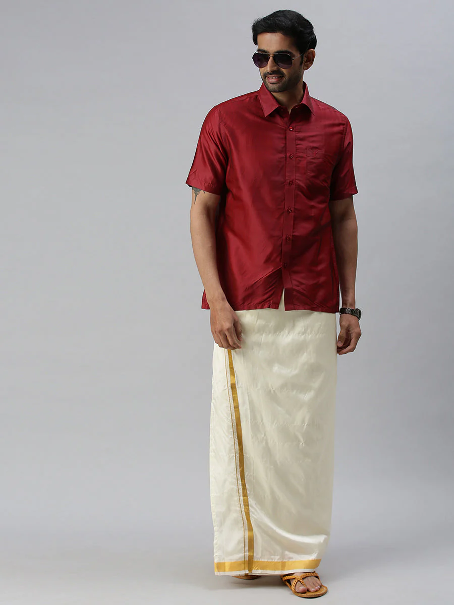 Men Silk Feel Maroon Colour Shirt SFC03 - Image 4