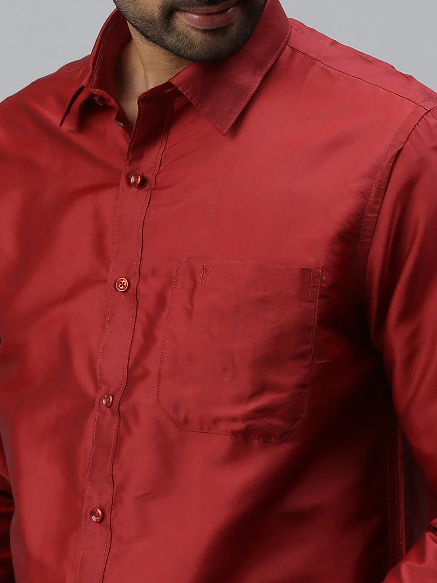 Men Silk Feel Maroon Colour Shirt SFC03 - Image 7