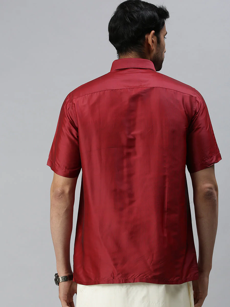 Men Silk Feel Maroon Colour Shirt SFC03 - Image 8