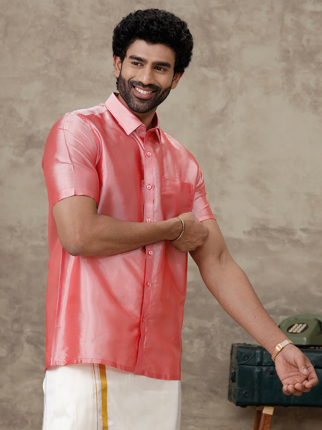 Men Silk Feel Pink Colour Shirt SFC02 - Image 2
