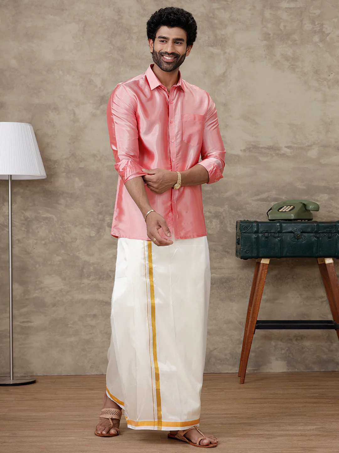 Men Silk Feel Pink Colour Shirt SFC02 - Image 3