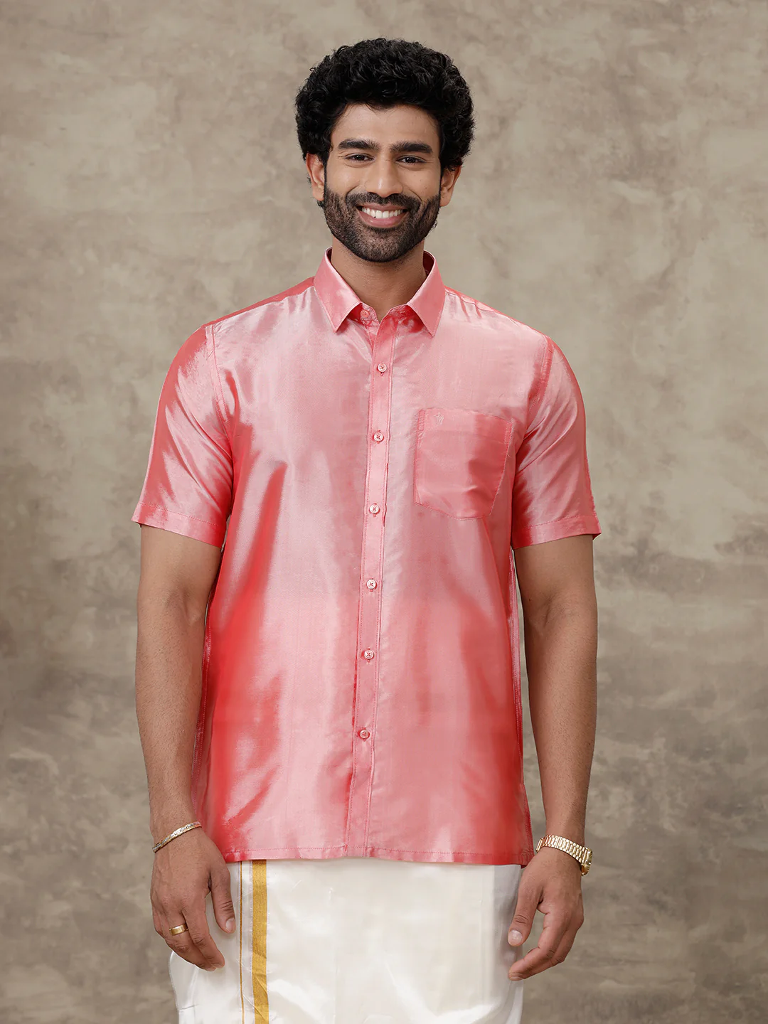 Men Silk Feel Pink Colour Shirt SFC02 - Image 4