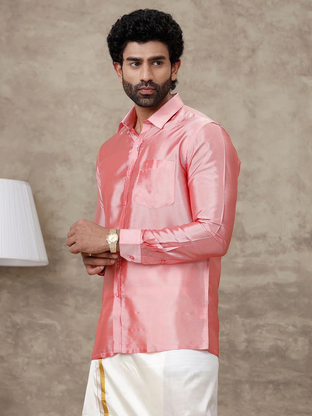 Men Silk Feel Pink Colour Shirt SFC02 - Image 5