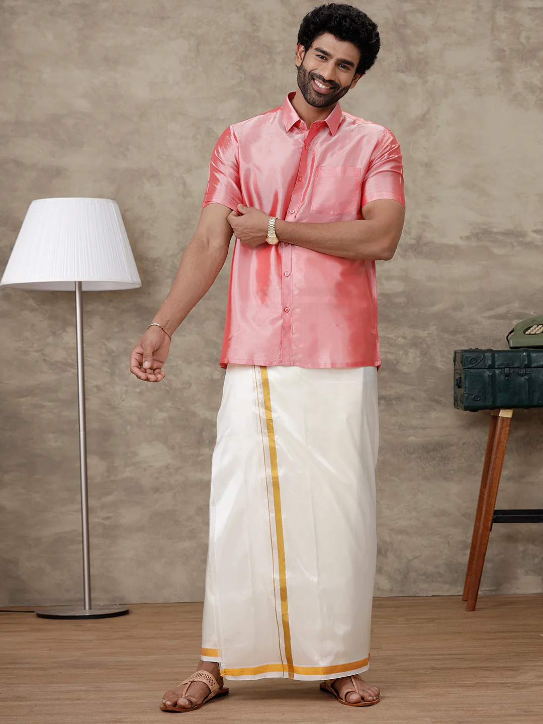 Men Silk Feel Pink Colour Shirt SFC02 - Image 6