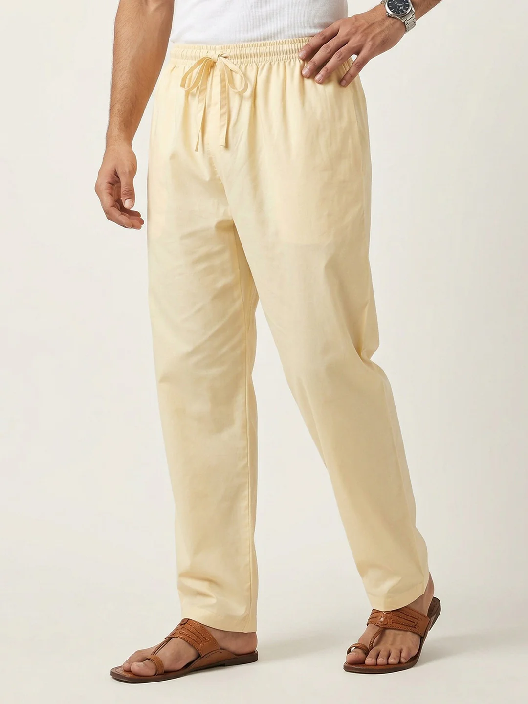 Men Stretch Cotton Creamy Sandal Kurta Pant EP3 - Image 5
