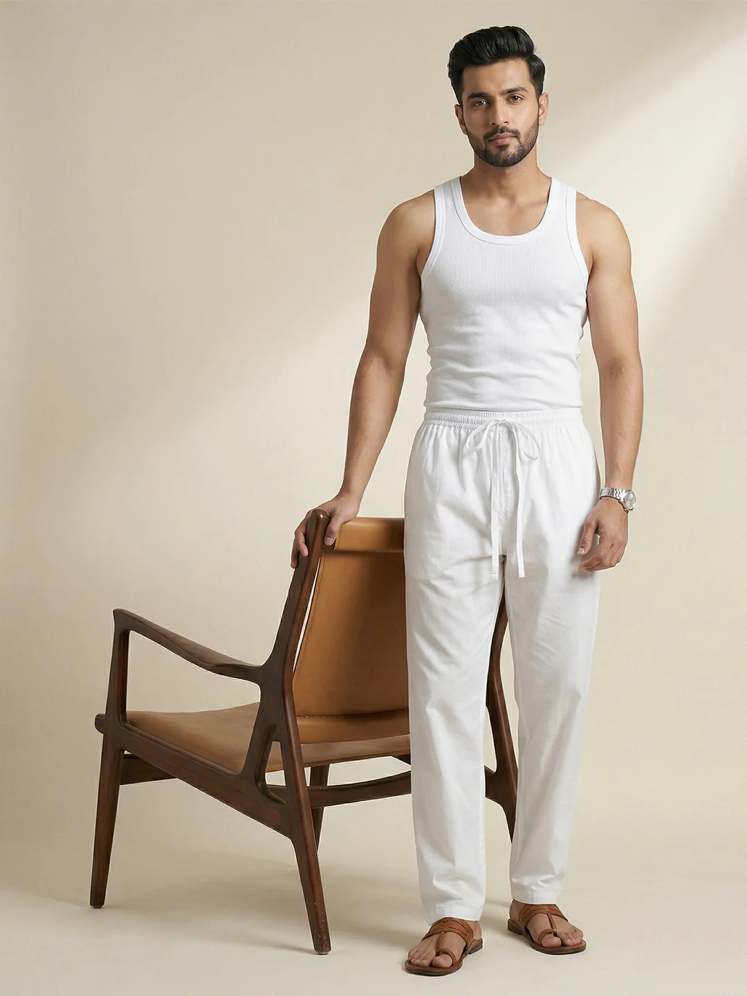 Men Stretch Cotton White Kurta Pant EP1 - Image 2