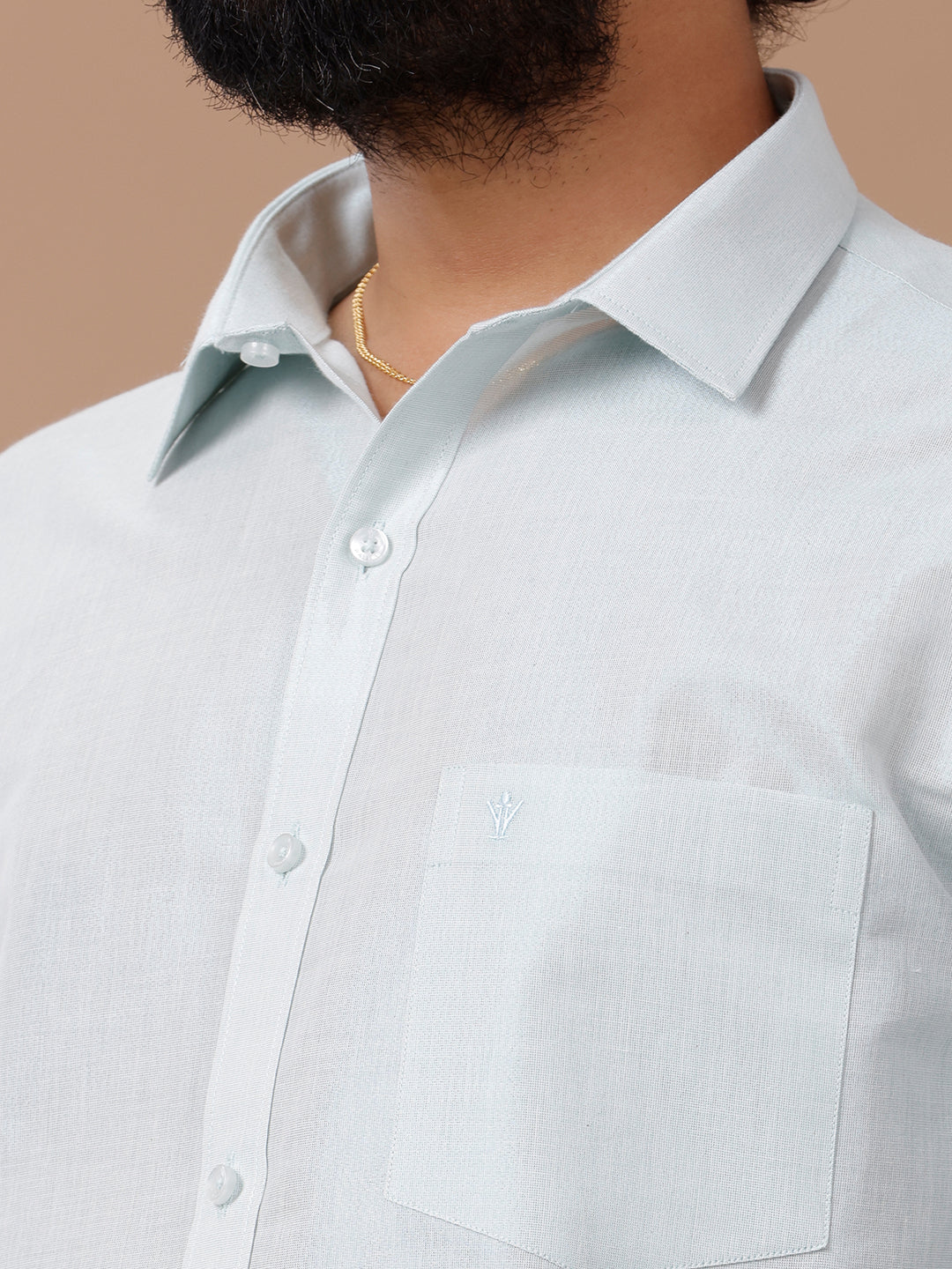 Men Tissue Cyan Dhoti &Full Sleeves Shirt Set - Image 3