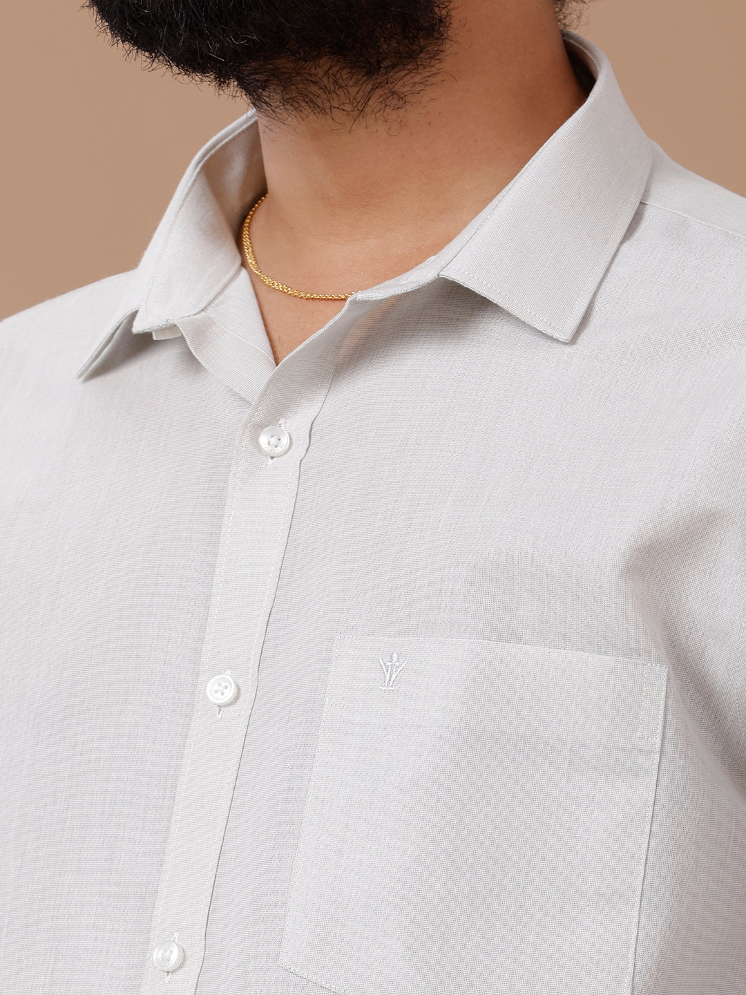 Men Tissue Dhoti & Half Sleeves Shirt Set Steel Grey - Image 3
