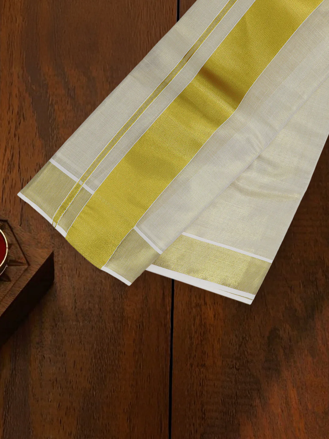 Tissue Gold Jari Border Panchakacham with Angavasthram Set (9+5) Gangotri GG01 - Image 2