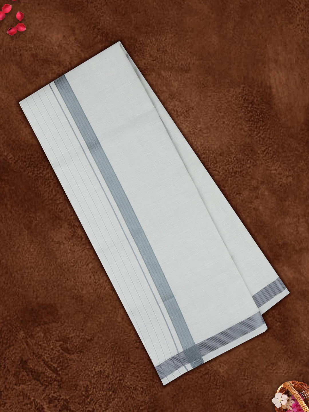 Men Tissue Grey Dhoti & Shirting Set Celebrity Delight - Image 2