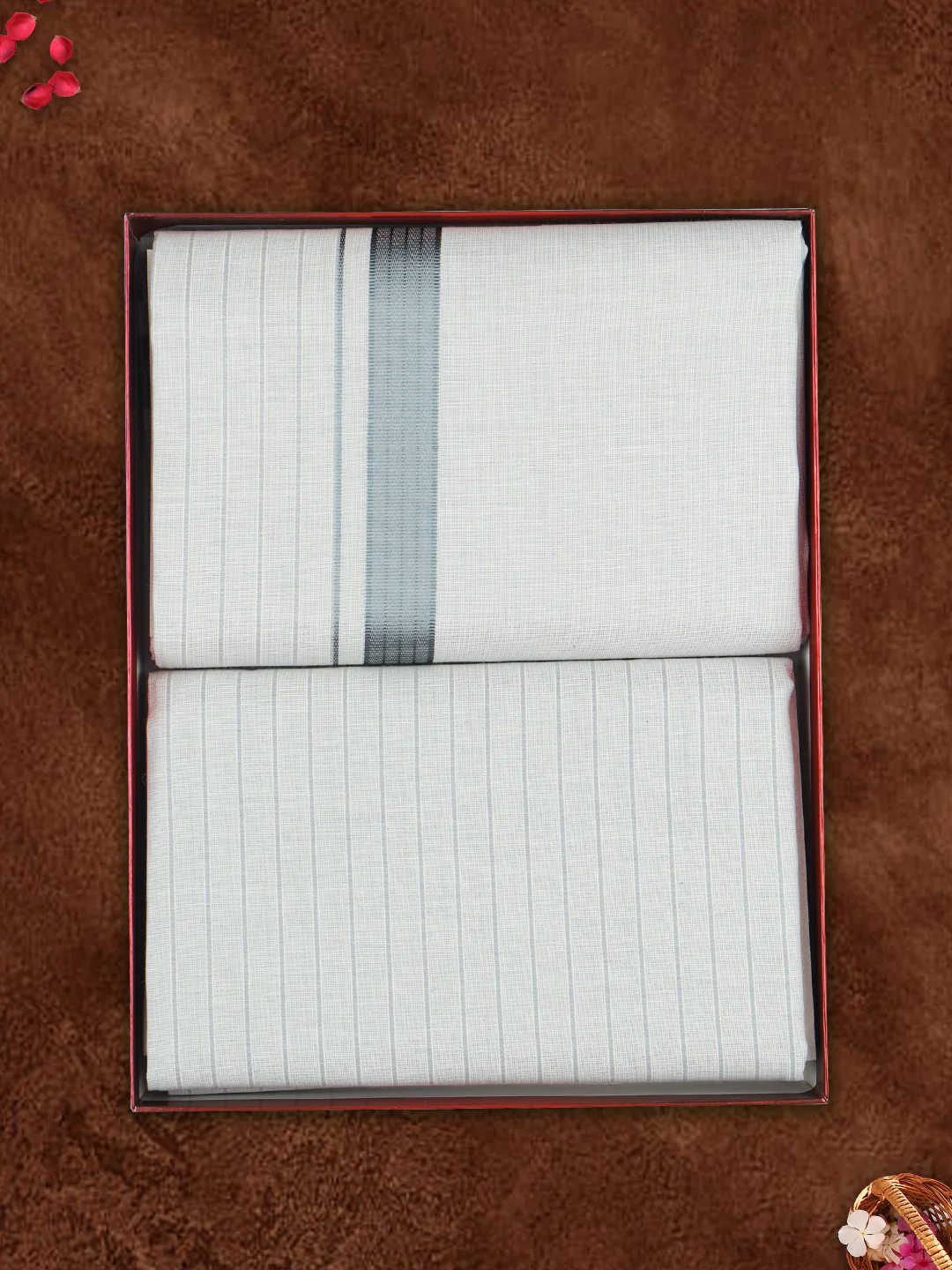 Men Tissue Grey Dhoti & Shirting Set Celebrity Delight - Image 3