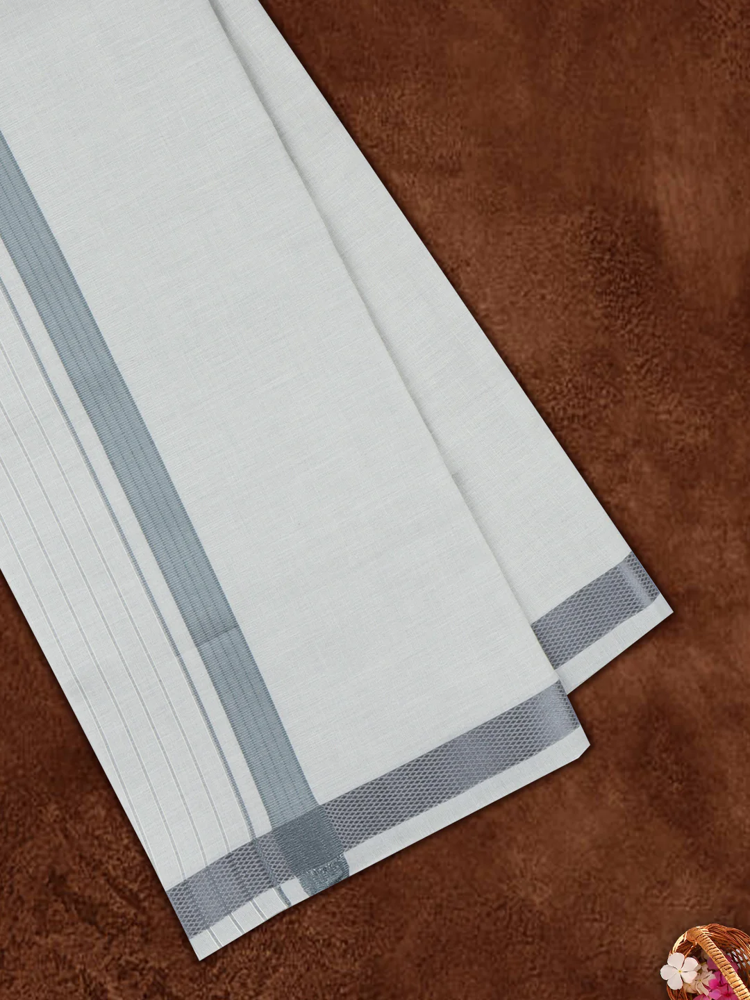 Men Tissue Grey Dhoti & Shirting Set Celebrity Delight - Image 5