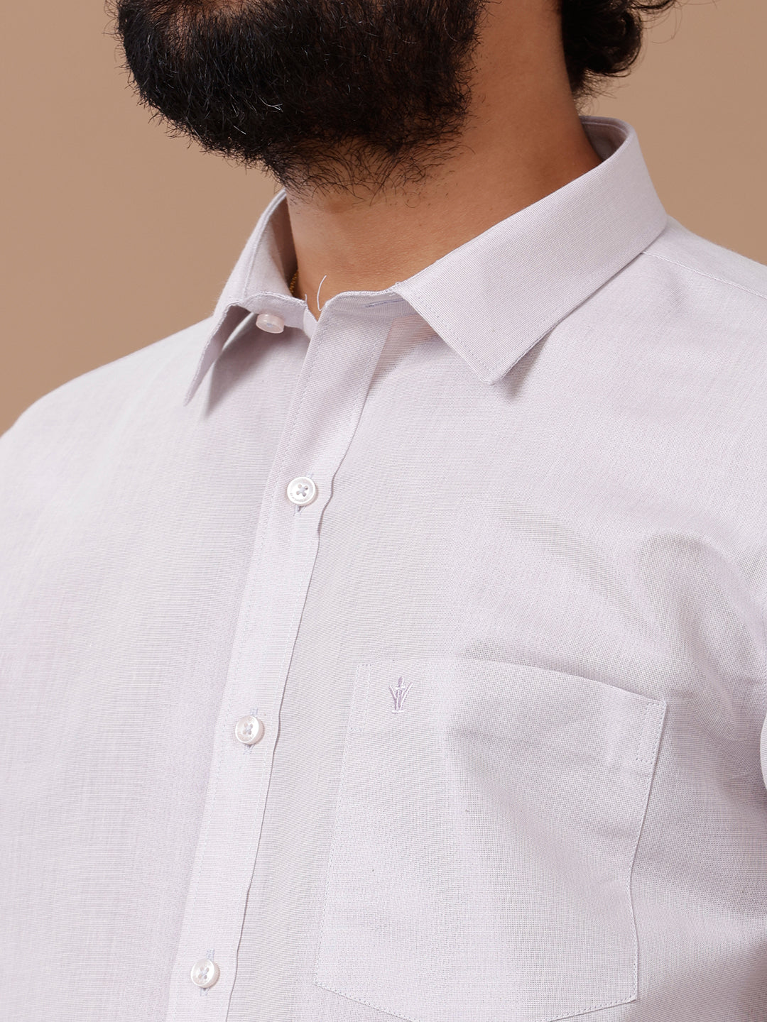 Men Tissue Lavender Dhoti & Full Sleeves Shirt Set - Image 3