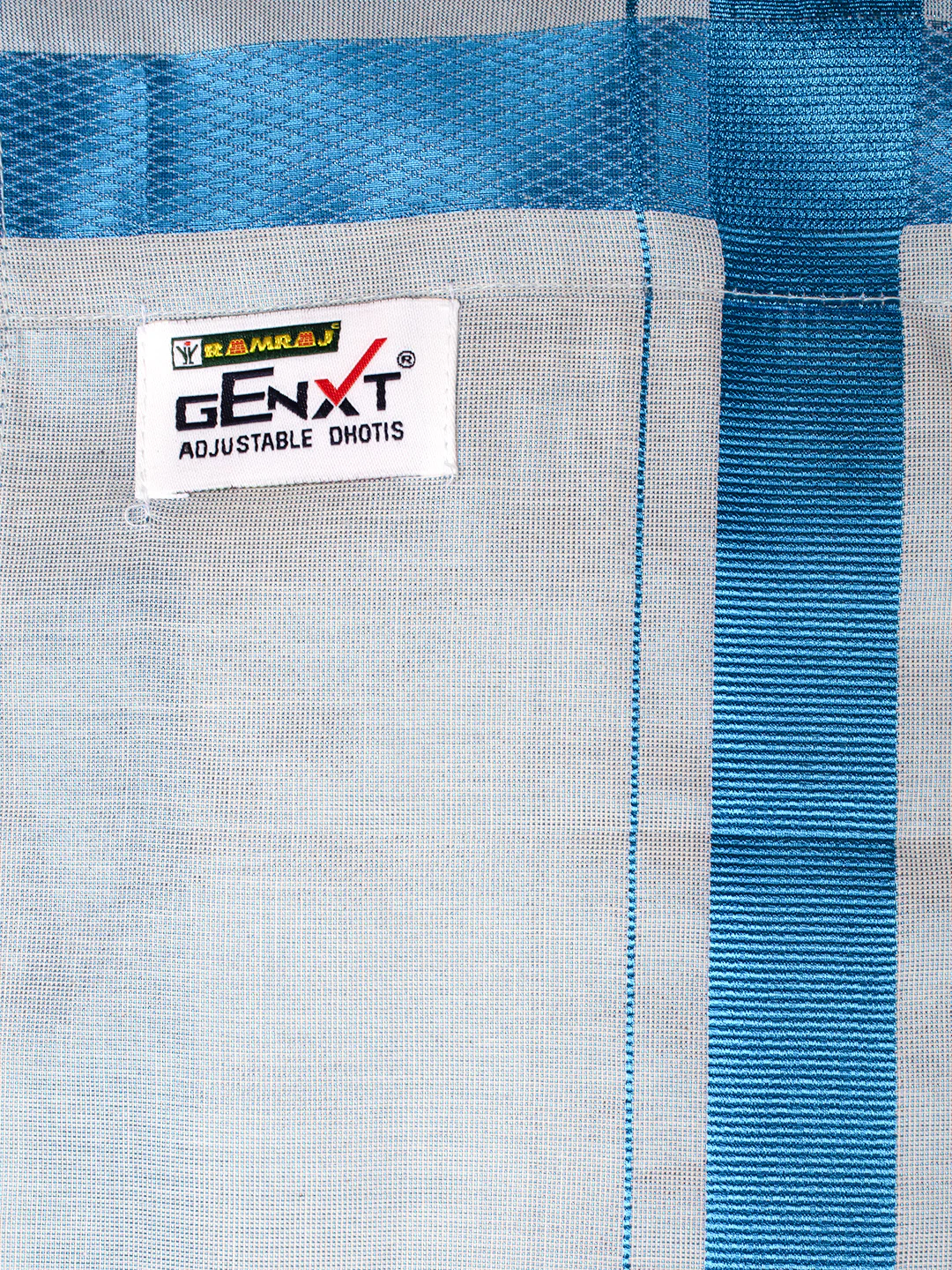 Men Tissue Readymade Single Layer Blue Dhoti with Jari Border Viceroy - Image 5