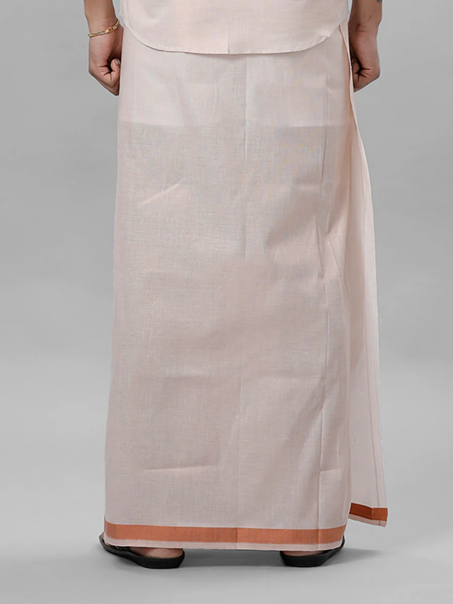 Men Tissue Readymade Single Layer Copper Dhoti with Jari Border Viceroy - Image 4