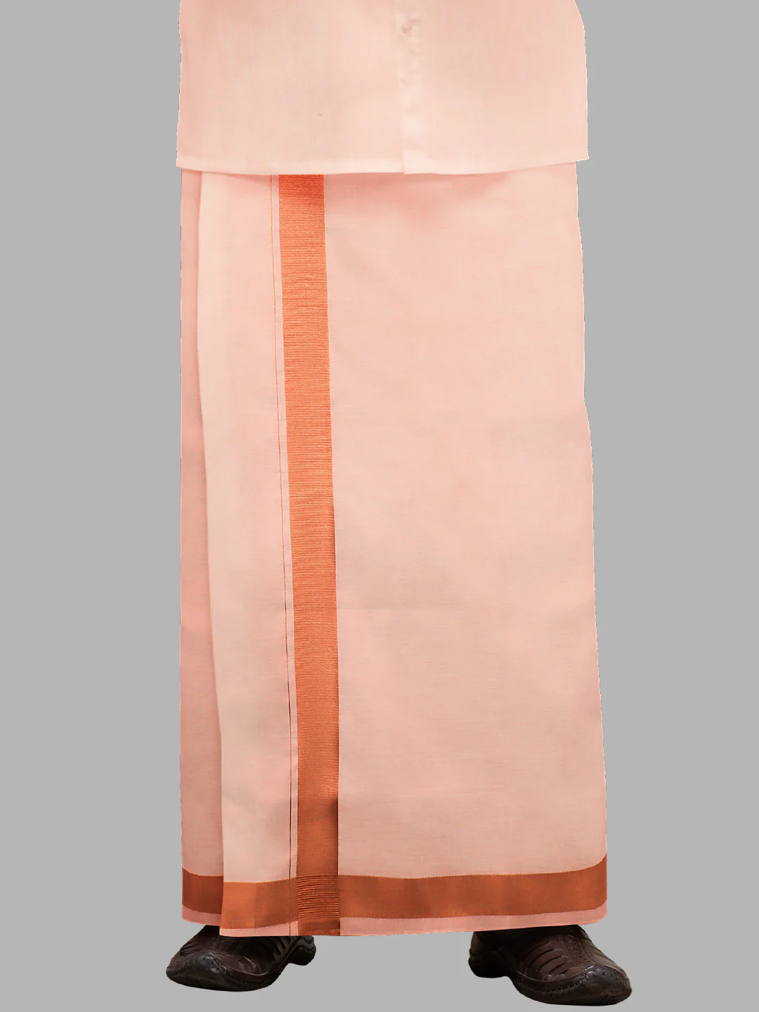 Men Tissue Single Layer Copper Dhoti with Jari Border Extreme - Image 3