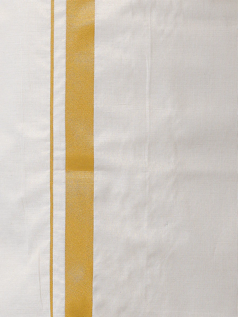Men Tissue Single Layer Gold Dhoti with Jari Border Primacy - Image 6