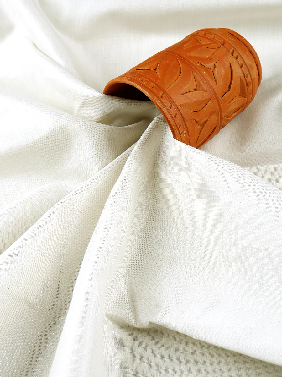 Men Tissue Unstitched Shirting & Dhoti Celebrity Set Silver - Image 2