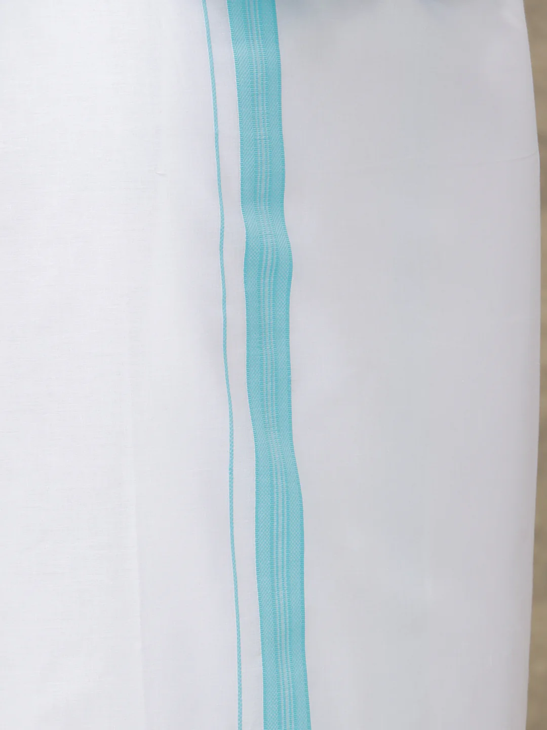 Men Turquoise Blue Shirt With Matching Border Dhoti Set Evolution - Image 8