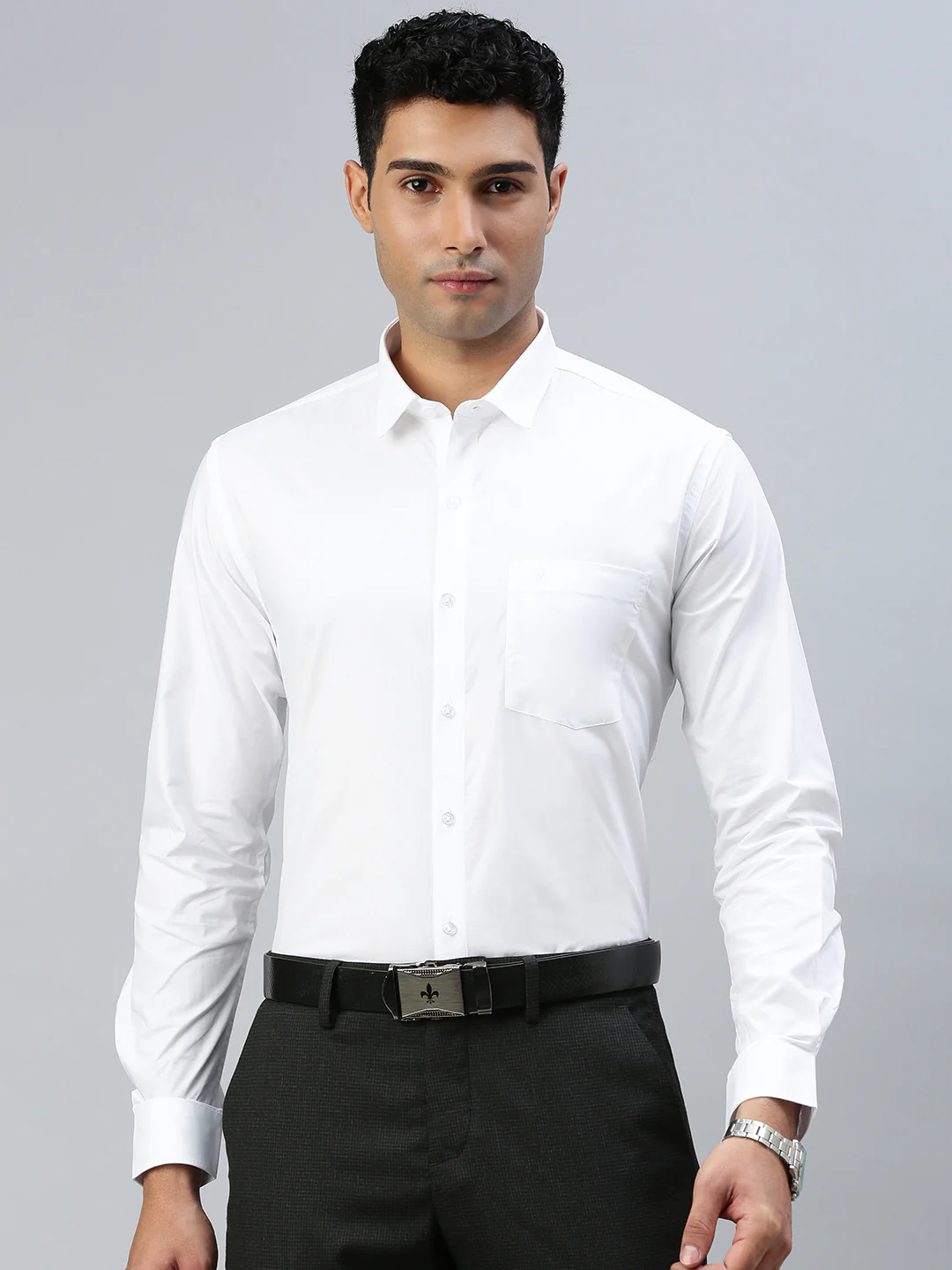 Men Uniform 100% Cotton White Shirt Full Sleeves - Image 2
