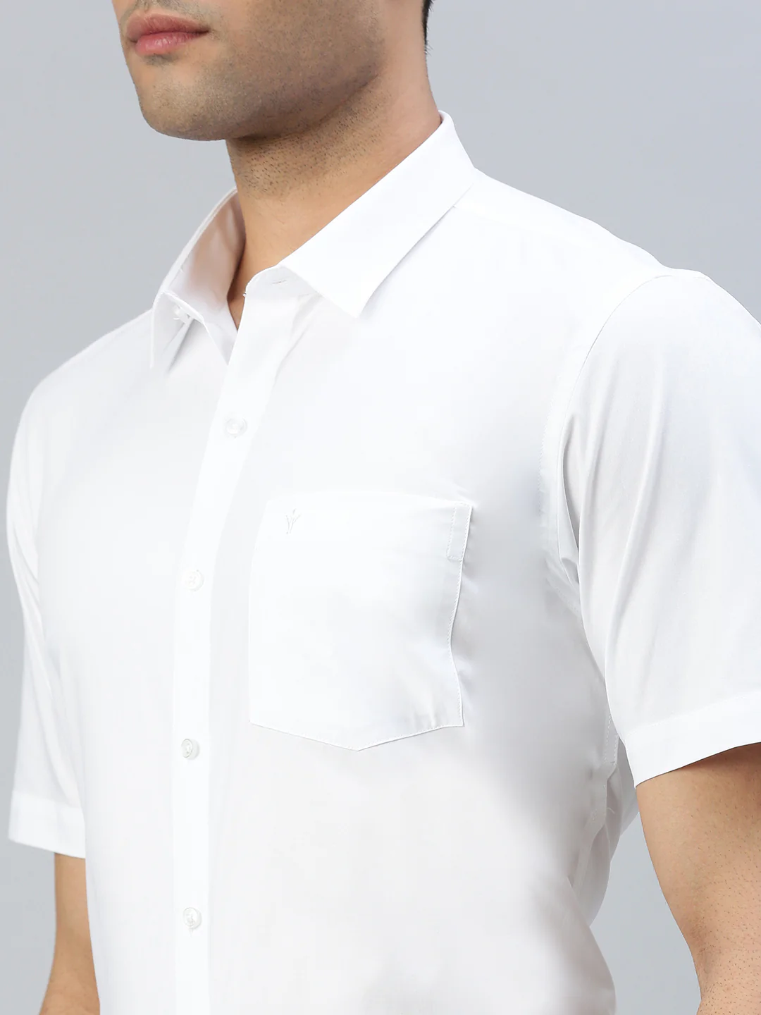 Men Uniform 100% Cotton White Shirt Half Sleeves - Image 3