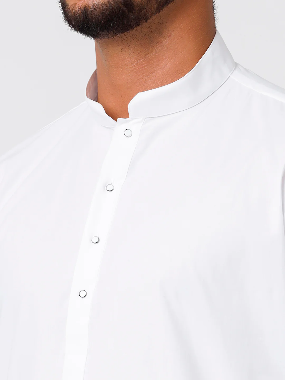 Men White Full Sleeves Medium Length Kurta with Prayer Dhoti Combo - Image 5