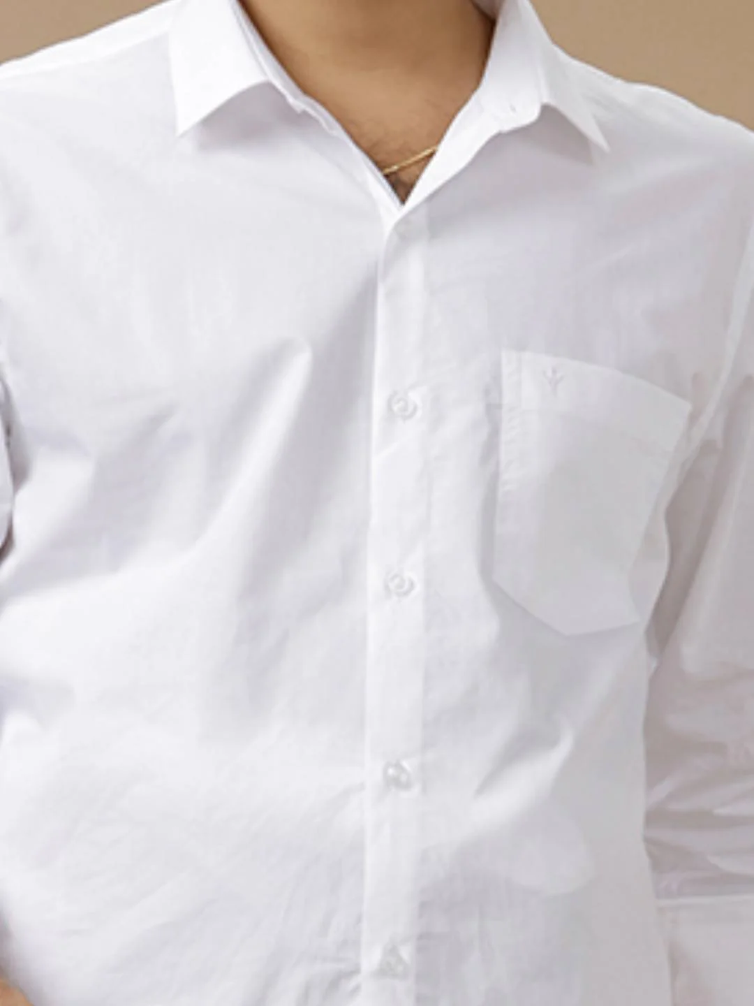 Men White Shirt with Single Layer Red Dhoti Combo - Image 2
