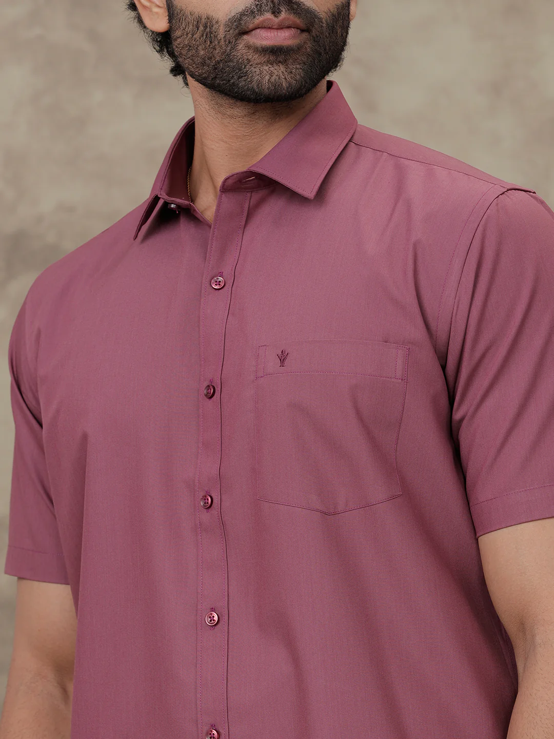 Men Wine Berry Shirt With Matching Border Dhoti Set Trendy - Image 4