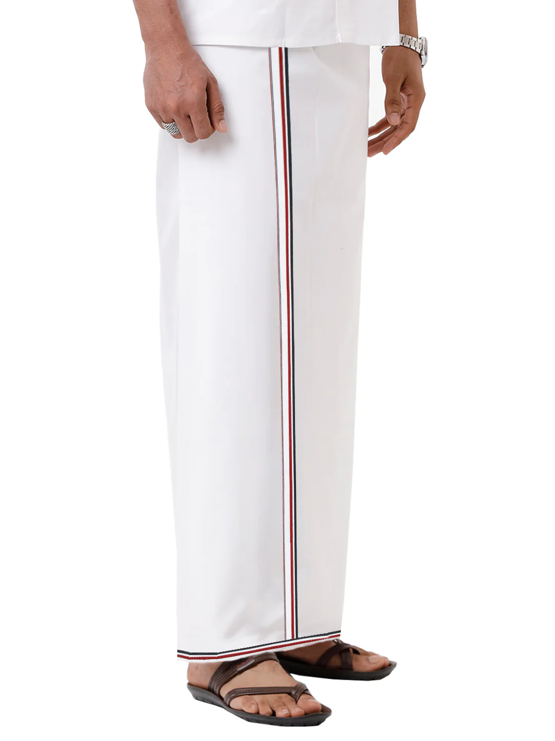 Men Wrinkle Free Cotton Single Layer Political Dhoti ADMK Amul - Image 4