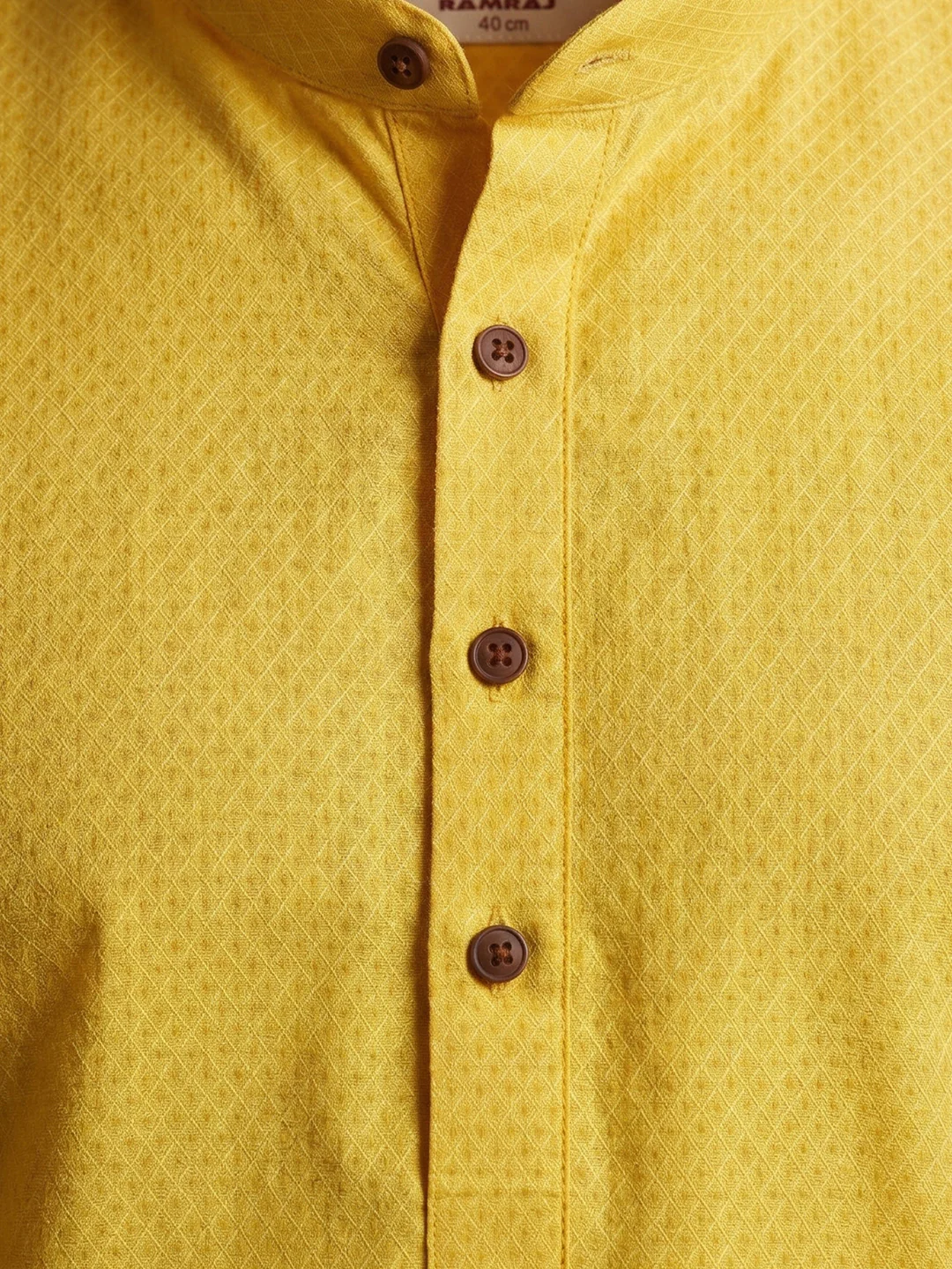 Men Yellow Medium Length Kurta with Matching Border Dhoti Set MHJ9 - Image 4