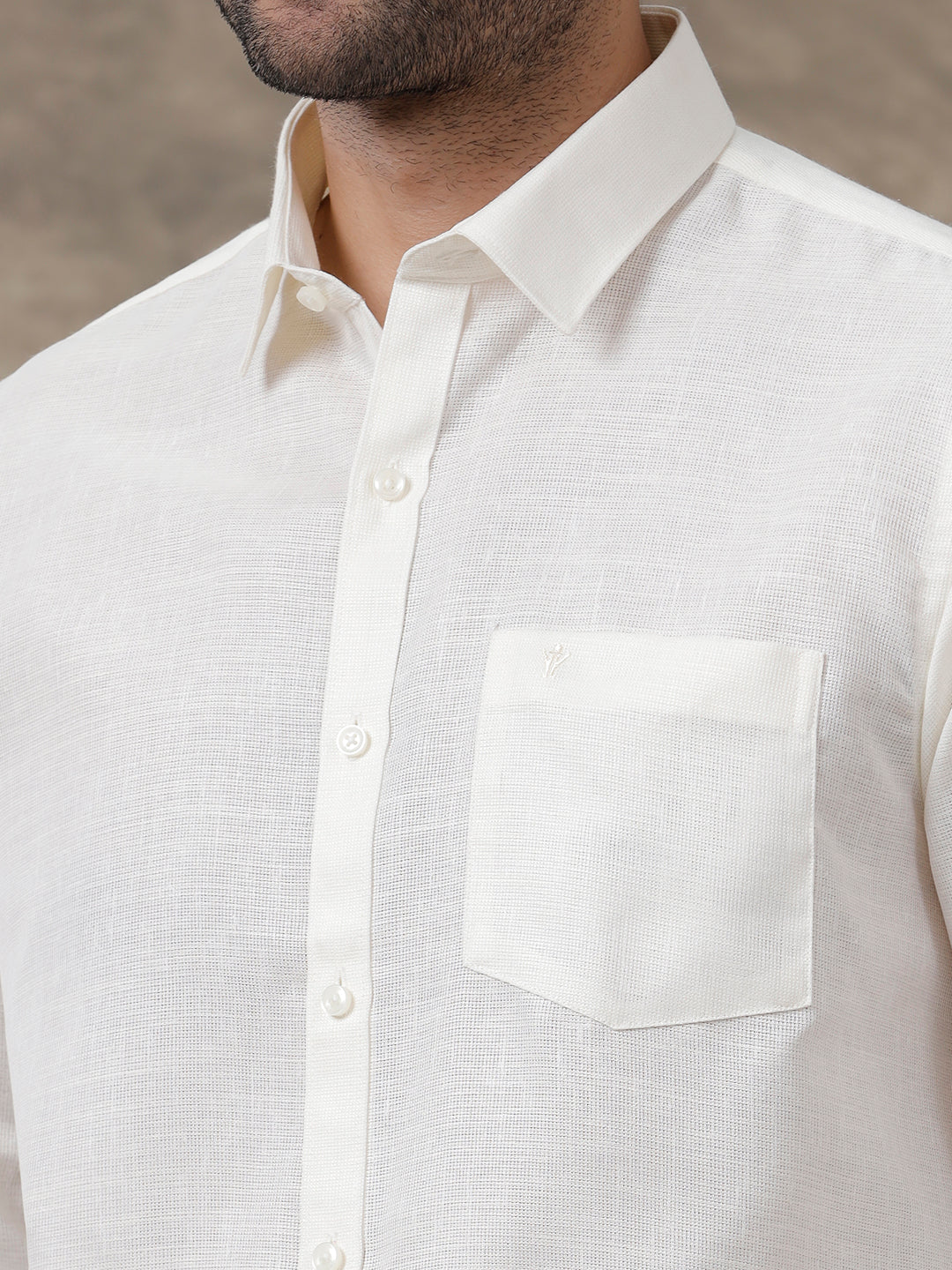 Men Cotton Blend Formal Shirt Off White T3 CV6 - Image 3