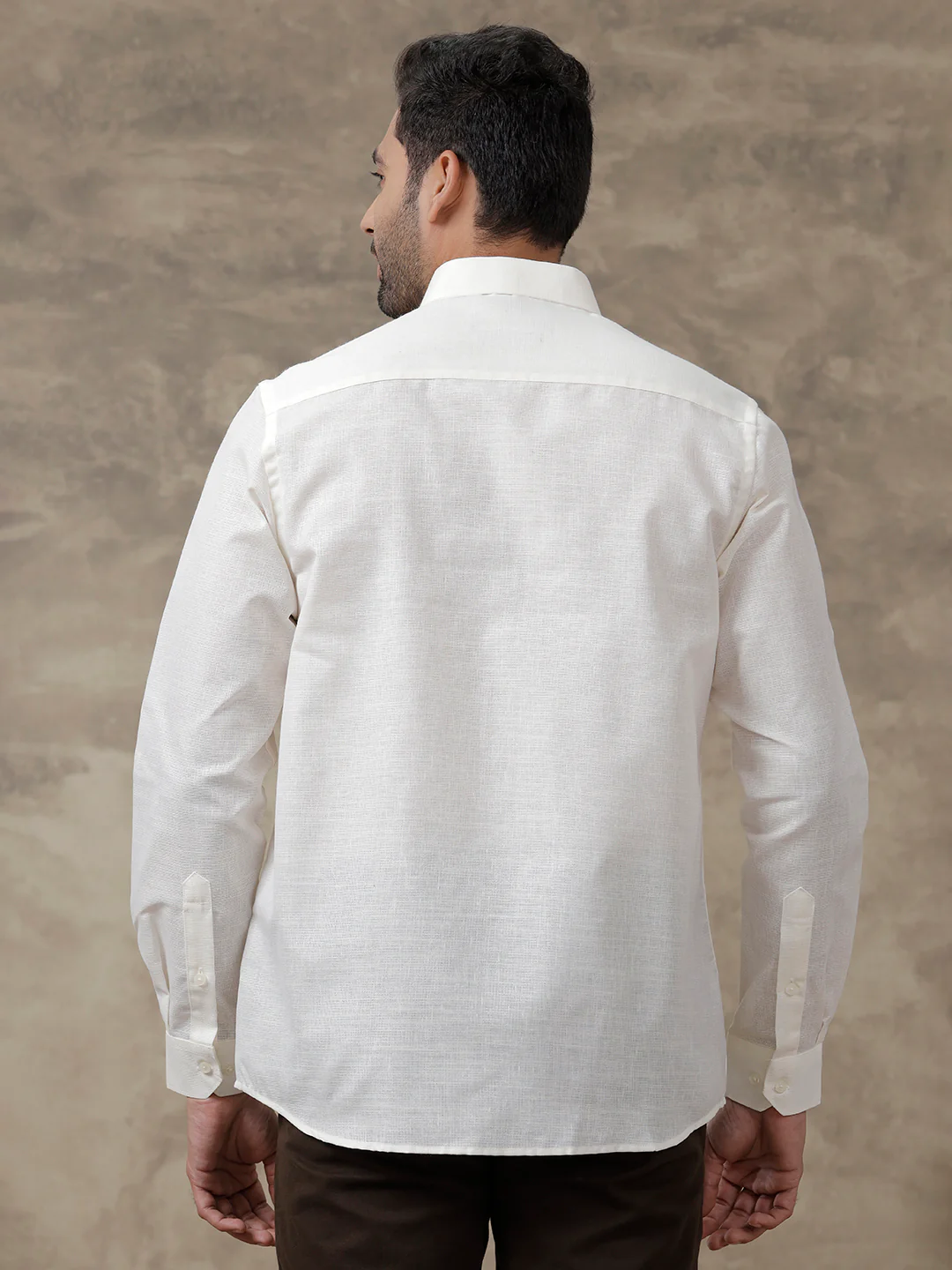Men Cotton Blend Formal Shirt Off White T3 CV6 - Image 4