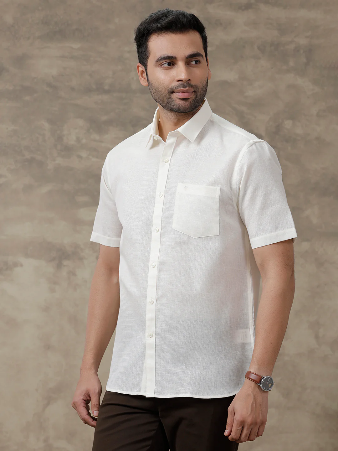 Men Cotton Blend Formal Shirt Off White T3 CV6 - Image 6