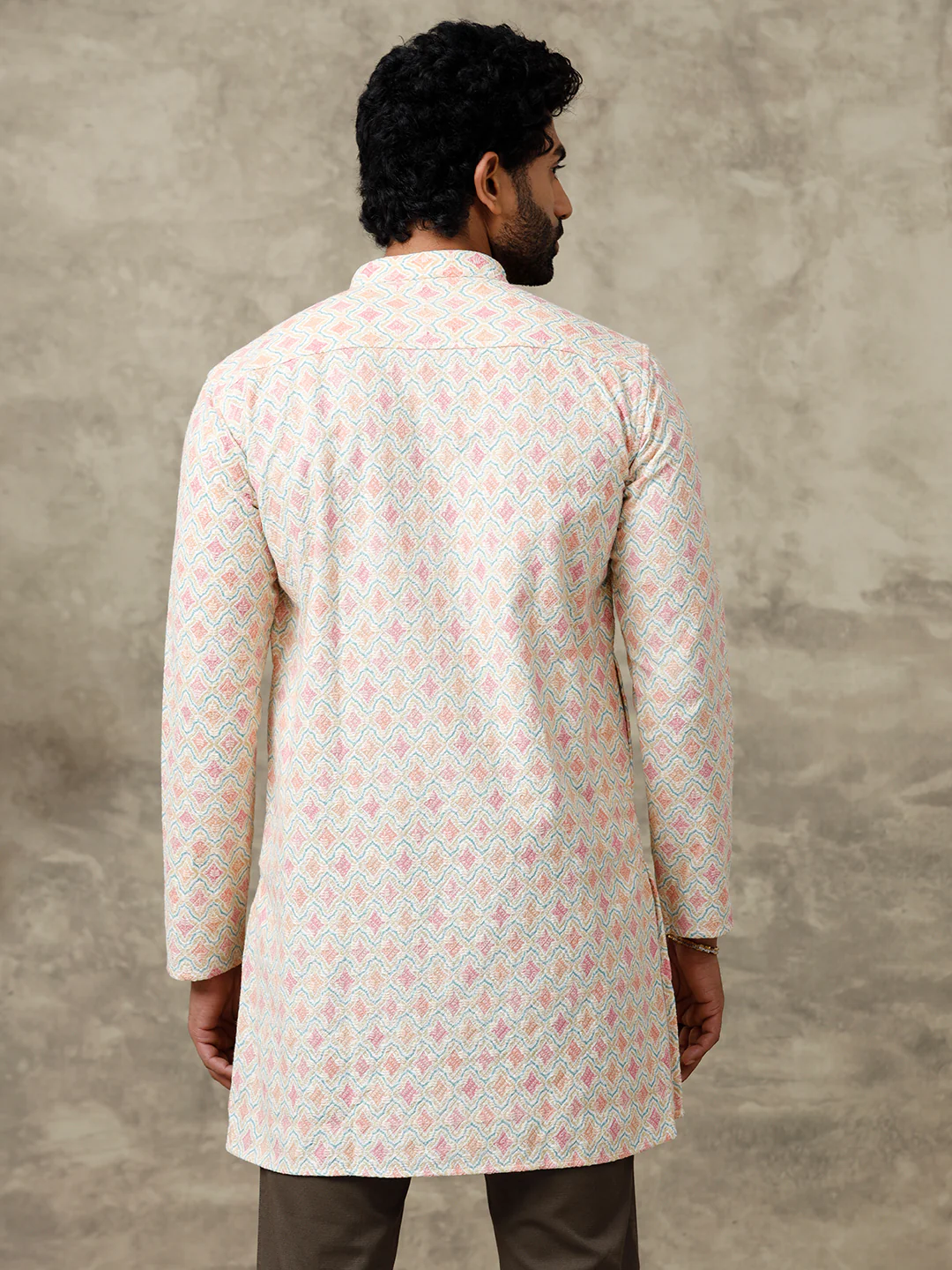 Men Cotton Medium Length Self Design Pocket Kurta Yellow RF3 - Image 3