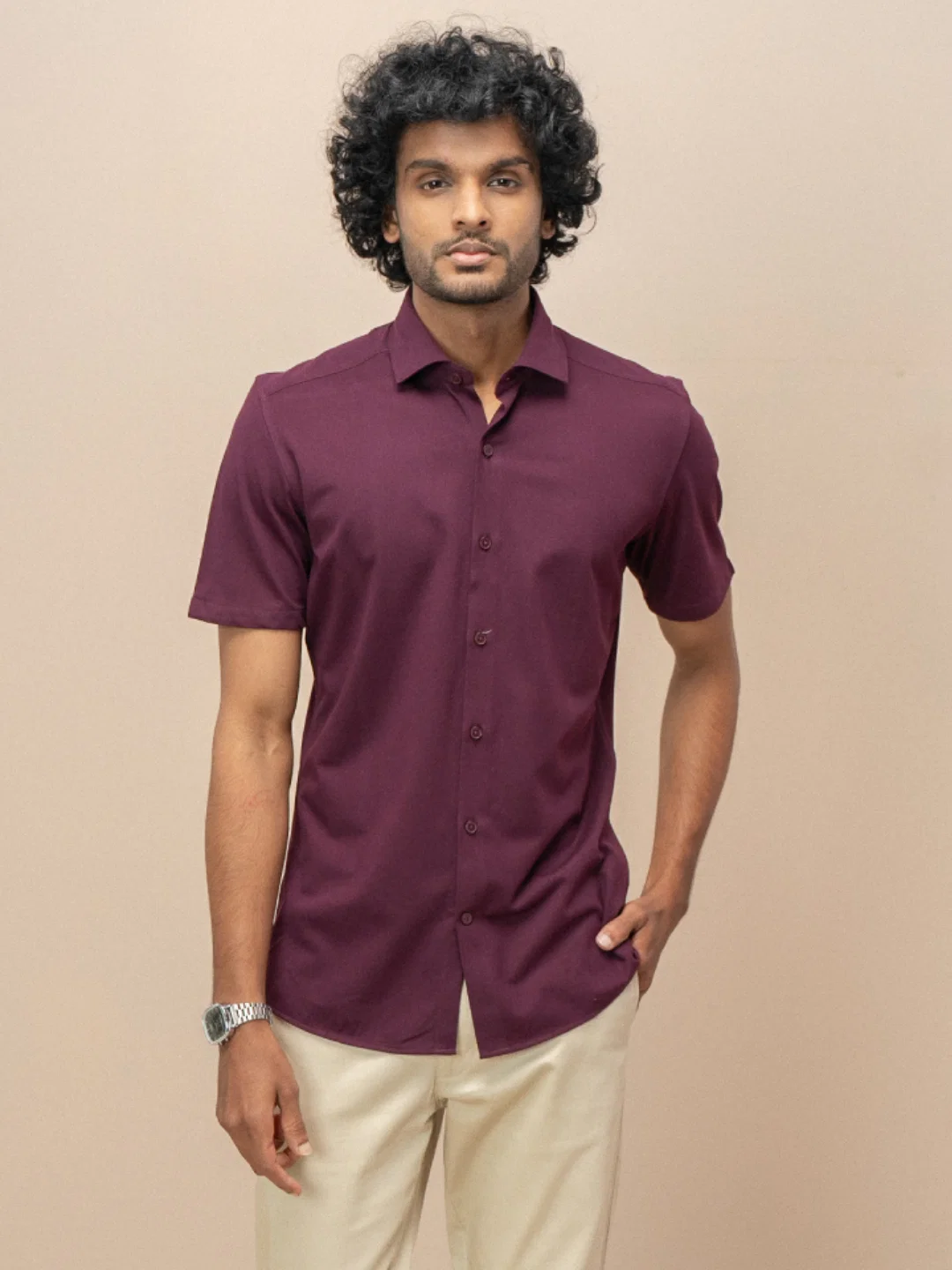 Men's Cotton Rich Knit Shirt Grape